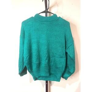 80s Women's Garland Medium Green Knit Sweater with Pocket
